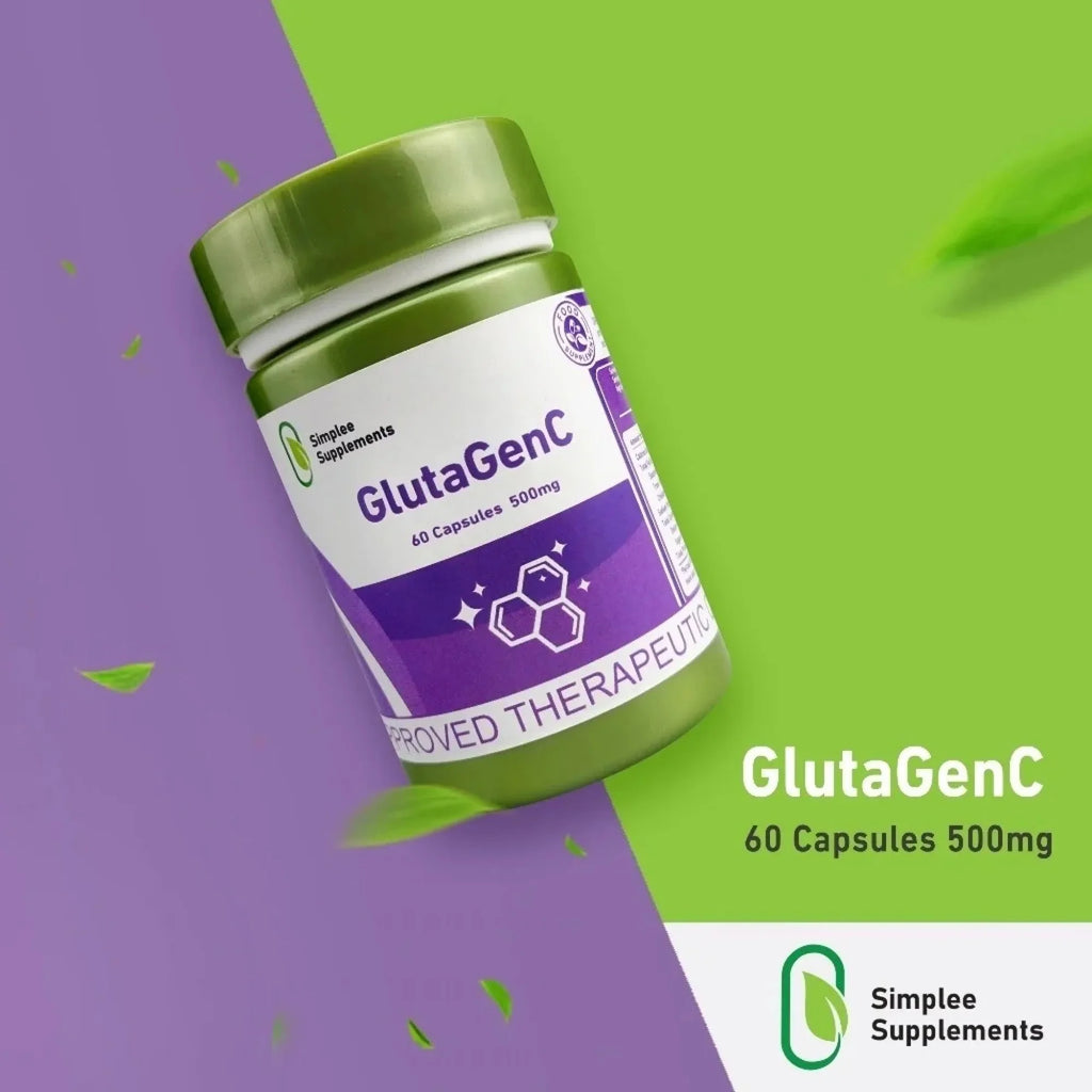 Simplee Supplements GlutaGenC – 500mg Skin Brightening &amp; Antioxidant Capsules (60 Capsules)