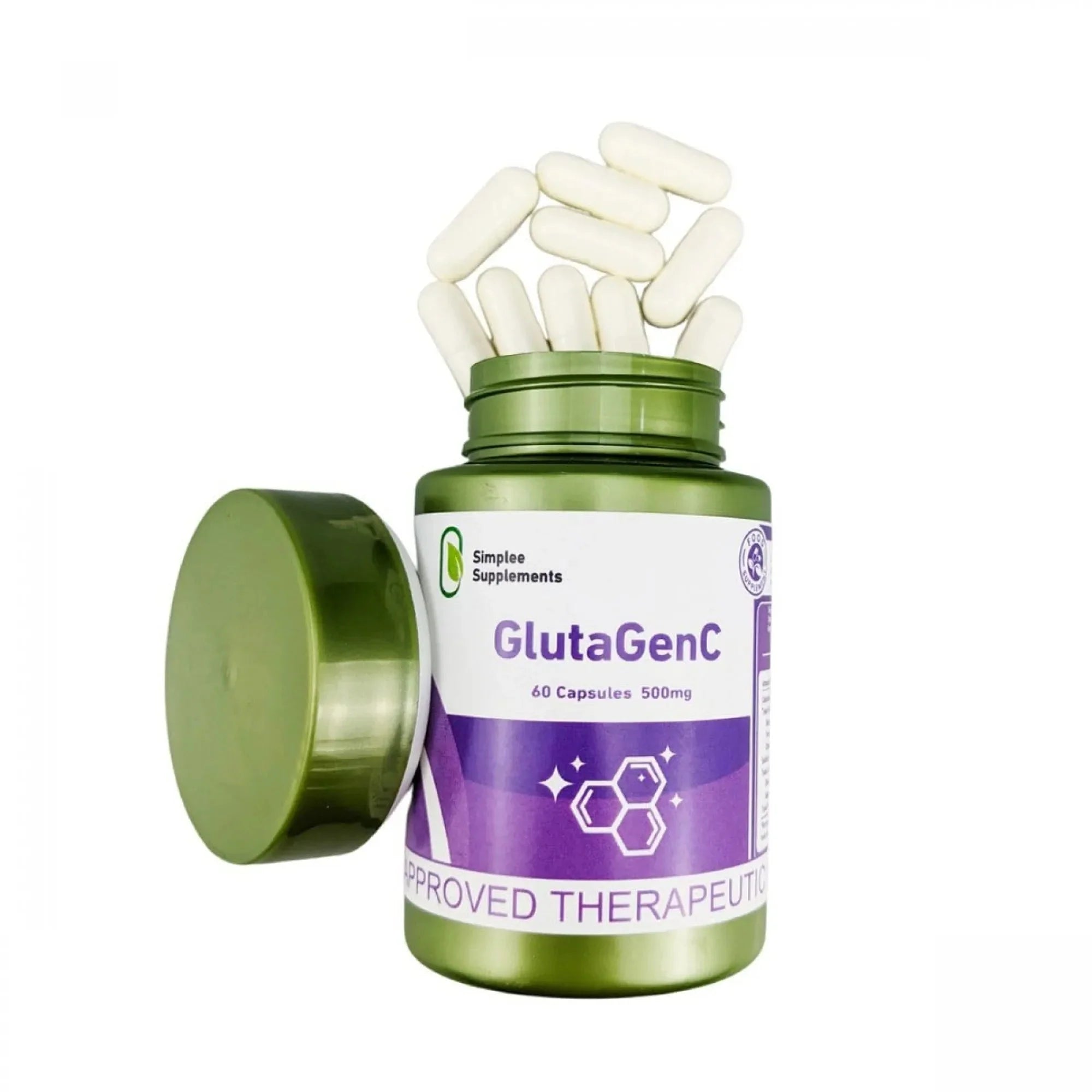 Simplee Supplements GlutaGenC – 500mg Skin Brightening &amp; Antioxidant Capsules (60 Capsules)