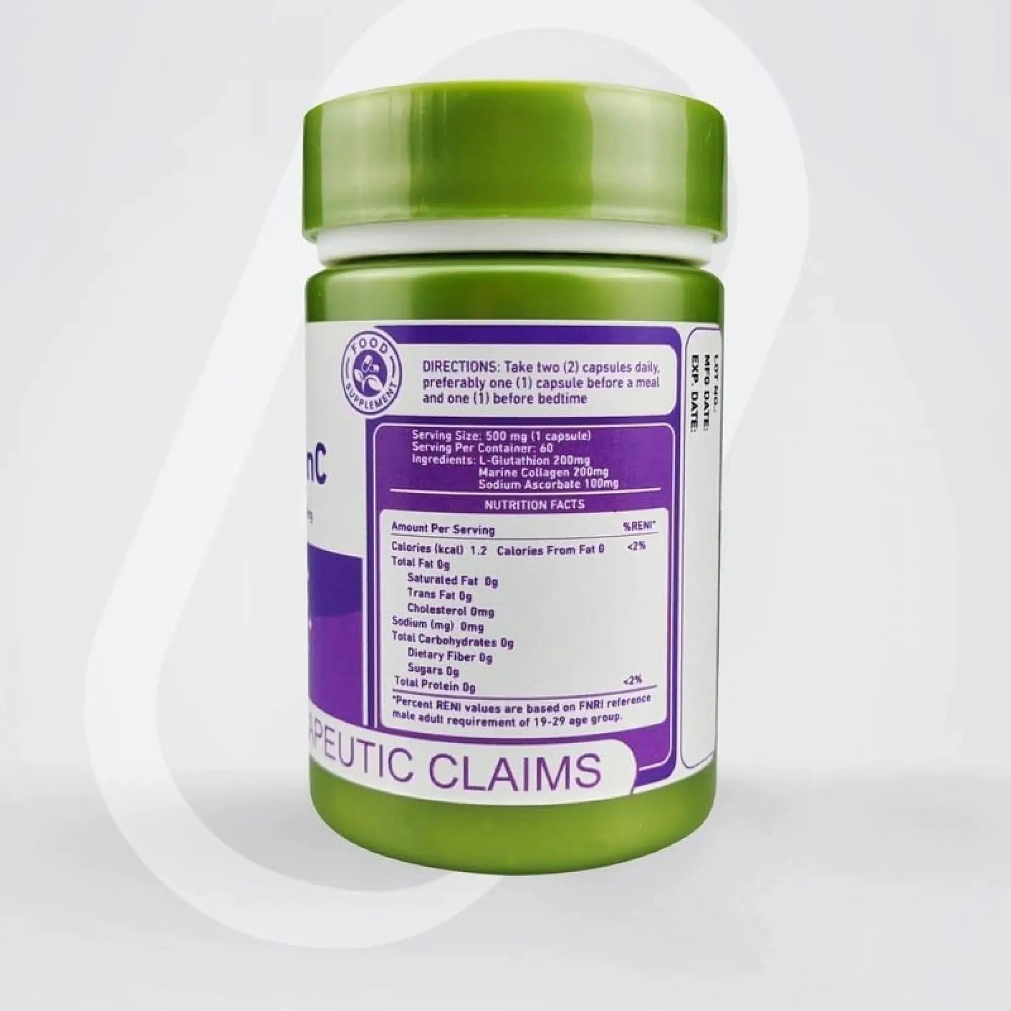 Simplee Supplements GlutaGenC – 500mg Skin Brightening &amp; Antioxidant Capsules (60 Capsules)