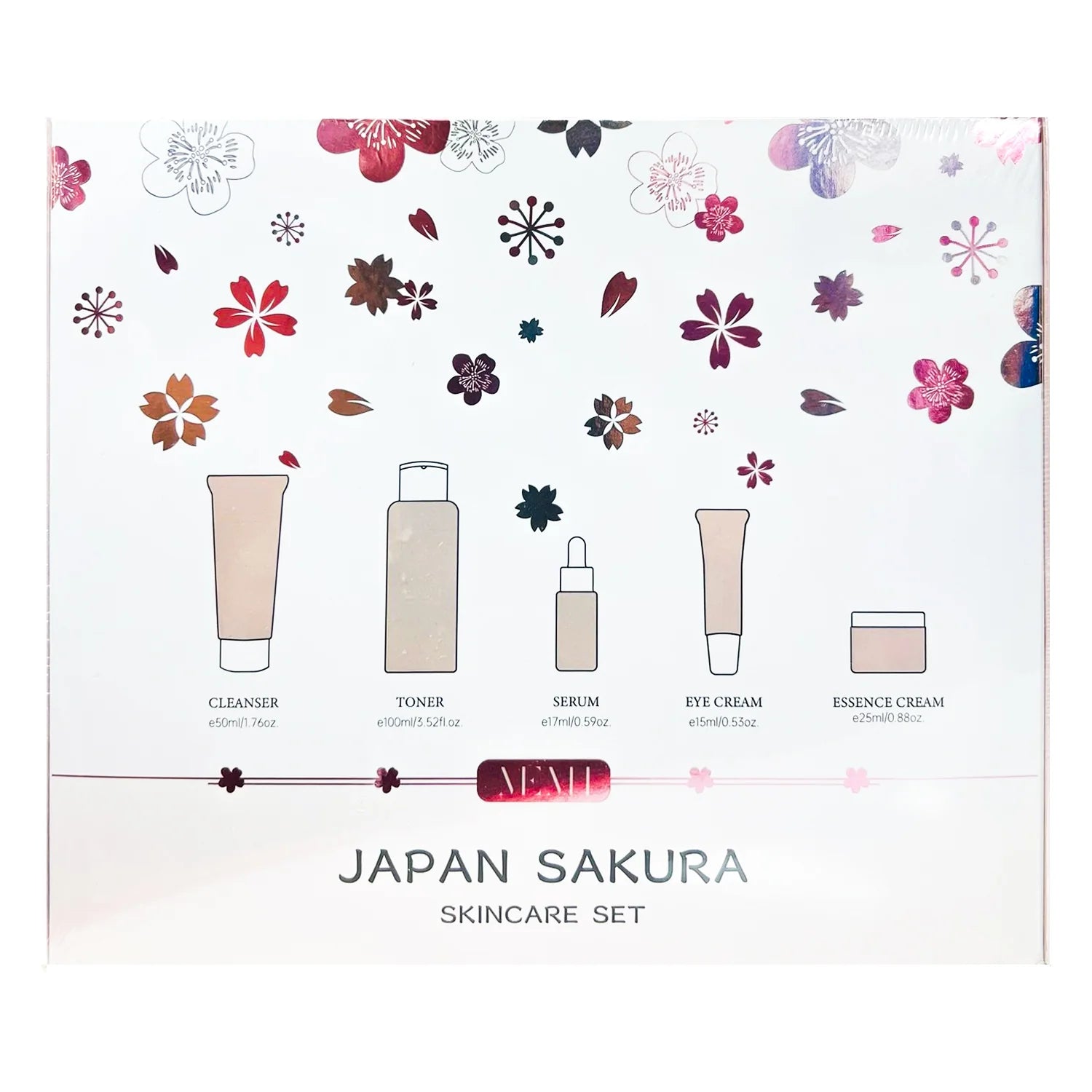 MEMI Japan Sakura Skin Care Set – 5-in-1 Anti-Aging Facial Care