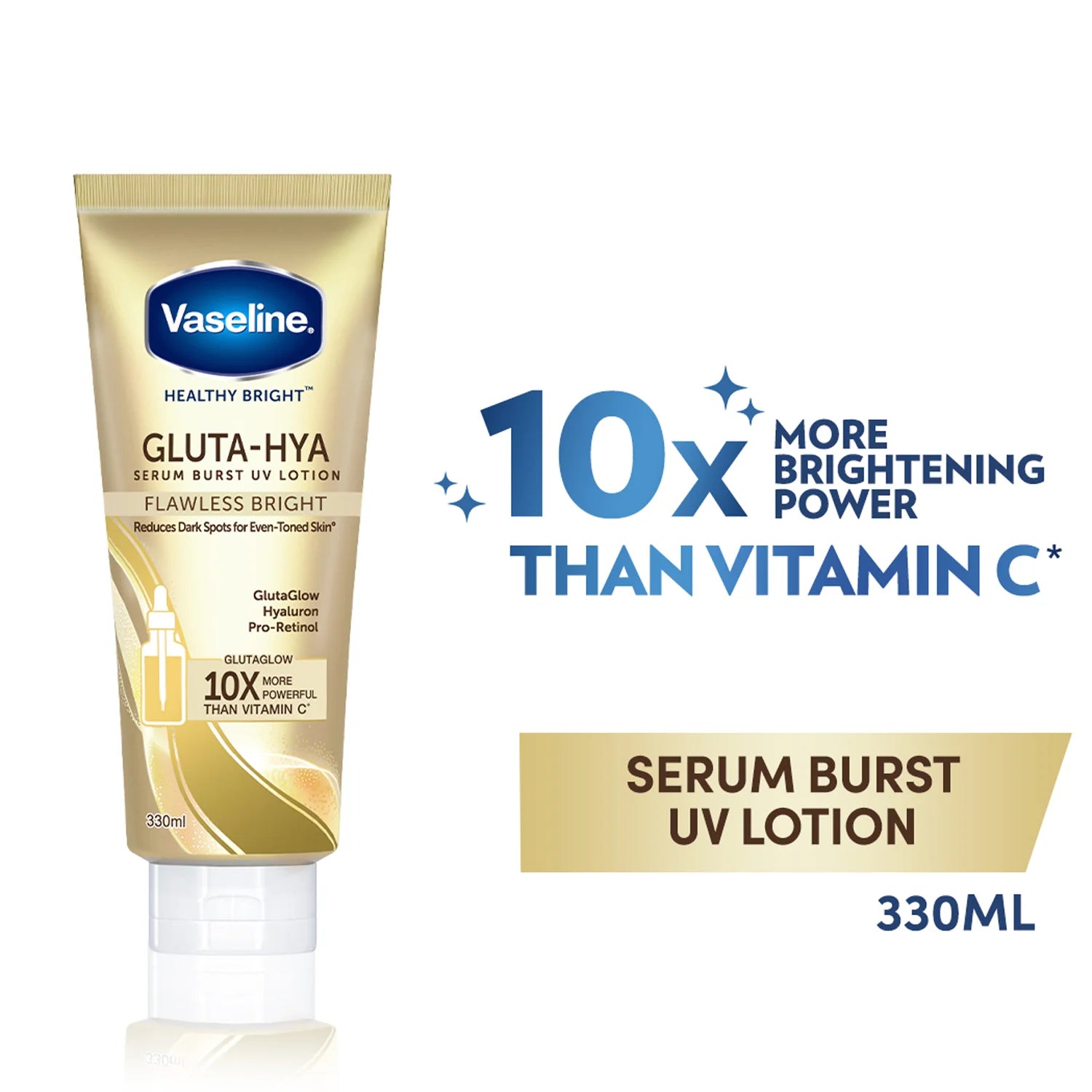 2pack , Vaseline Gluta-Hya Serum Burst UV Lotion Flawless Glow – 330ml+Vaseline Gluta-Hya Serum Burst Lotion Dewy Radiance – 330ml