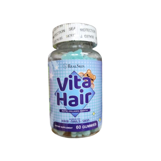 Real Skin Vita Hair Biotin Collagen Keratin 60 Gummies For Hair , Nails , Skin.