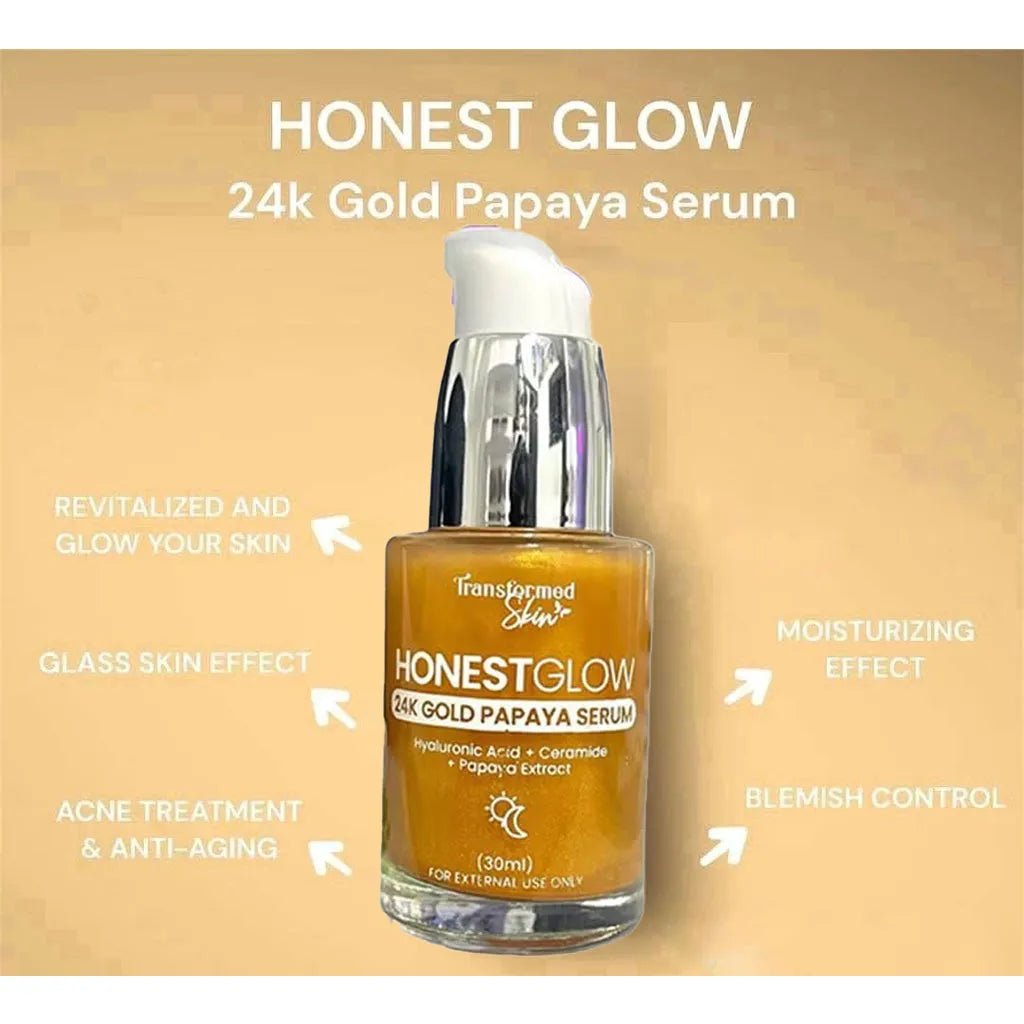 Honest Glow 24K Gold Papaya Serum – 30ml
