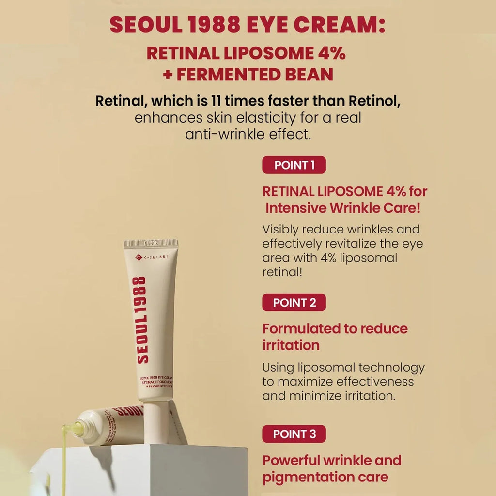 K-SECRET SEOUL 1988 Eye Cream – Retinal Liposome 4% + Fermented Bean – 30ml