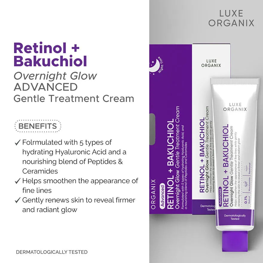 Luxe Organix Retinol + Bakuchiol Overnight Cream – 30g