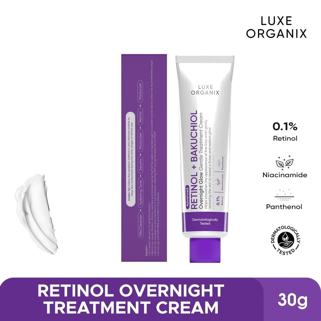 Luxe Organix Retinol + Bakuchiol Overnight Cream – 30g