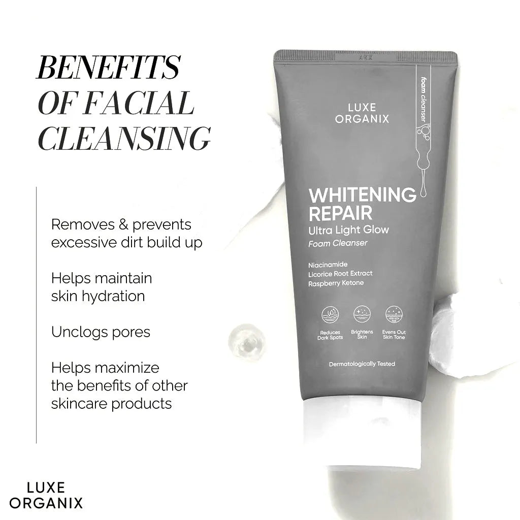Luxe Organix Whitening Repair Ultra Light Glow Foam Cleanser – 150ml