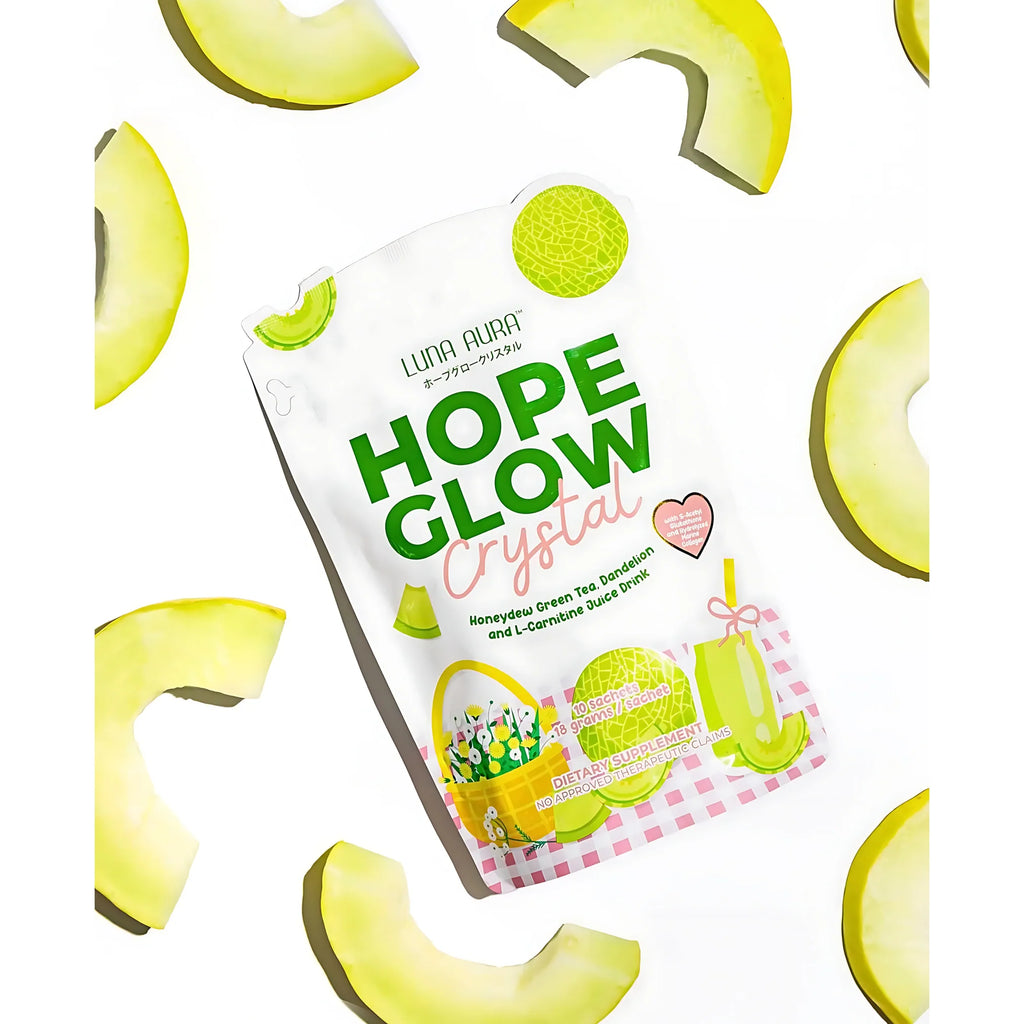 Luna Aura Hope Glow Crystal – Honeydew Green Tea with Dandelion & L-Carnitine (10 Sachets x 18g)