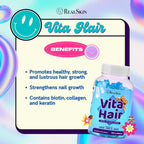Real Skin Vita Hair Biotin Collagen Keratin 60 Gummies For Hair , Nails , Skin.