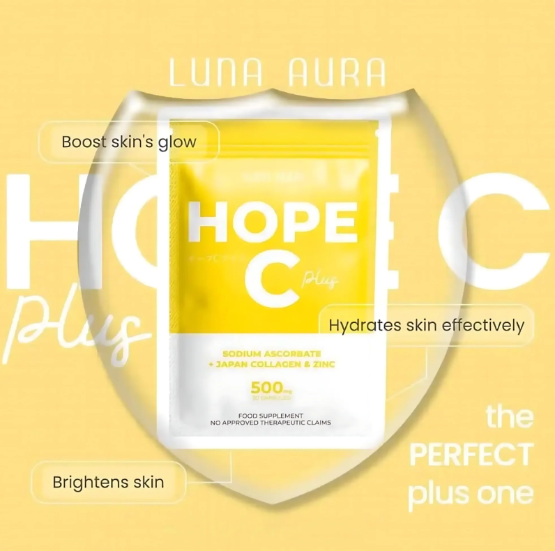 Luna Aura Hope C Plus – Sodium Ascorbate + Japan Collagen & Zinc (30 Capsules)