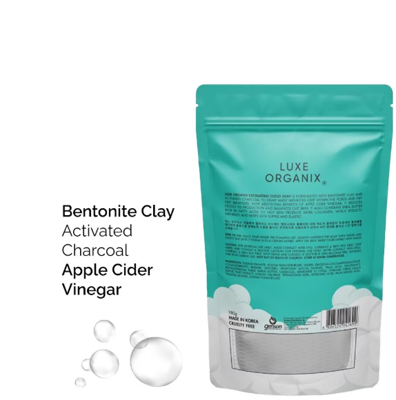 Luxe Organix Bentonite Exfoliating Cloud Soap – 180g (Made in Korea)