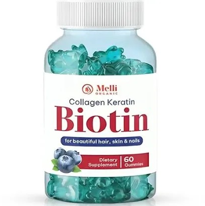 Melli Organic Collagen Keratin Biotin Gummies 60Pcs
