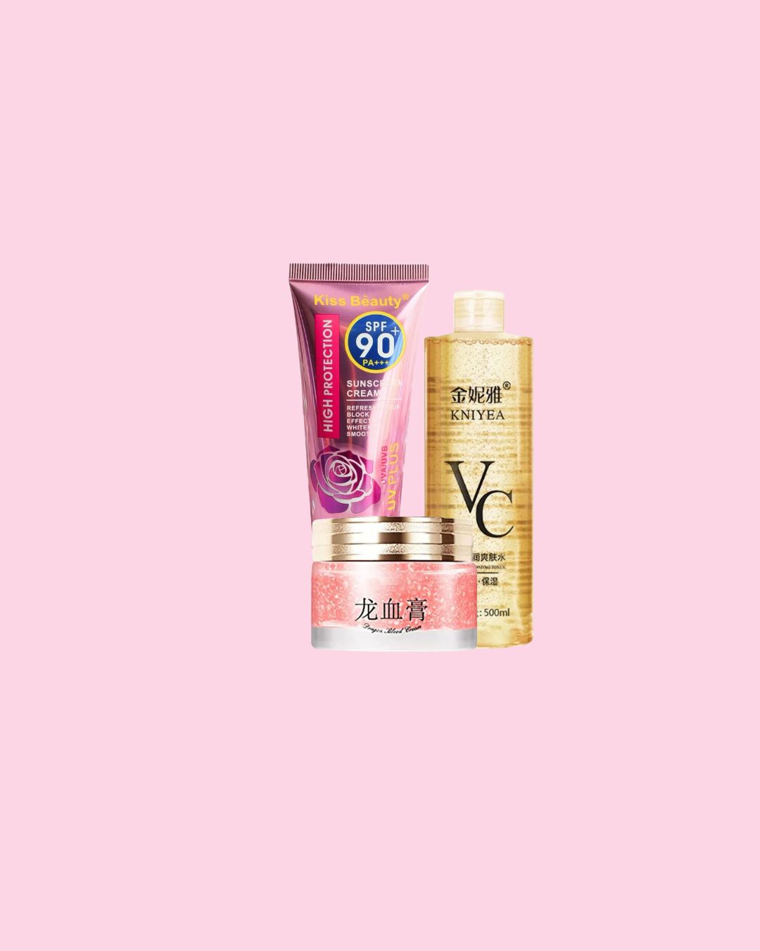 Combo 4- ( 1 VC toner+ 1 Dragon Blood cream + 1 Kiss beauty Sunscreen)