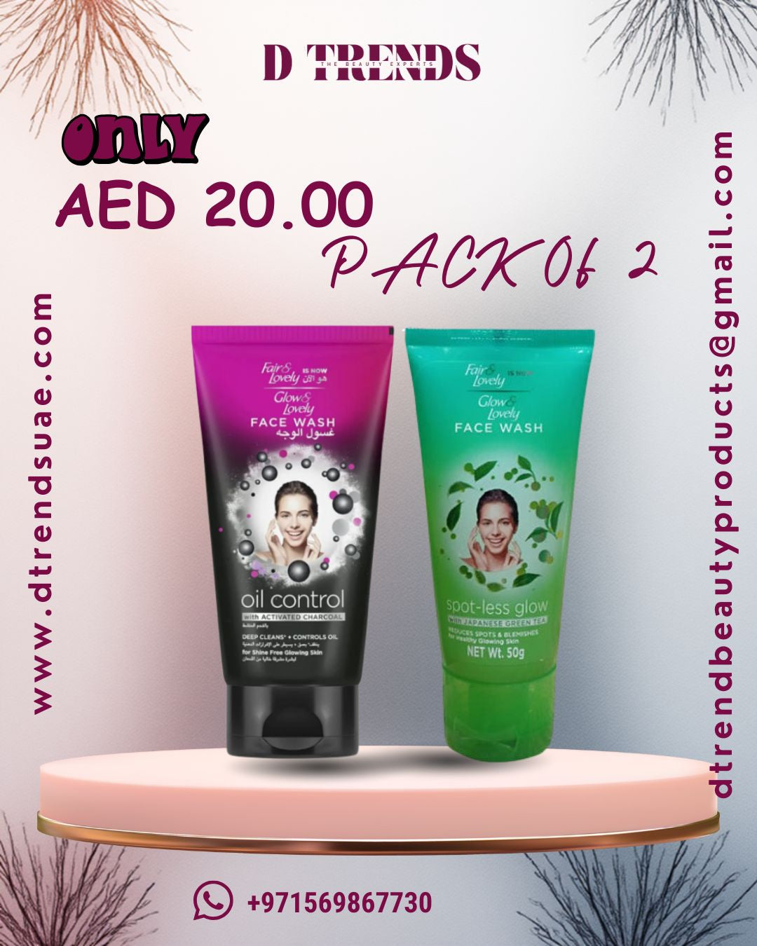 2 pk Fair & Lovely Face Wash With Activated Charcoal Oil Control To Deep Clean + Control Oil 150ml