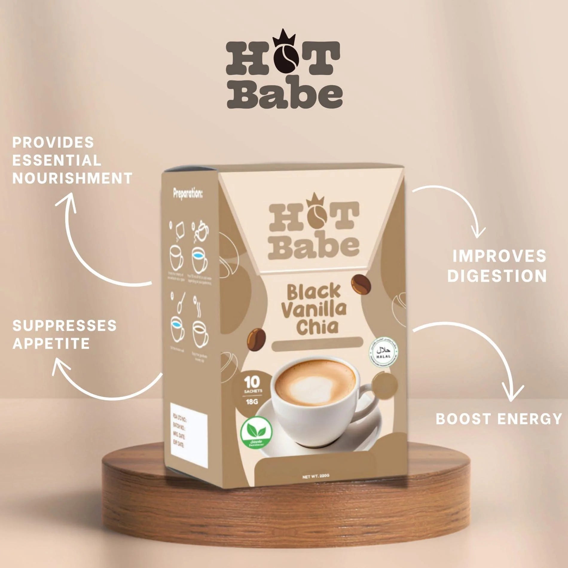 Hot Babe Black Vanilla Chia coffee