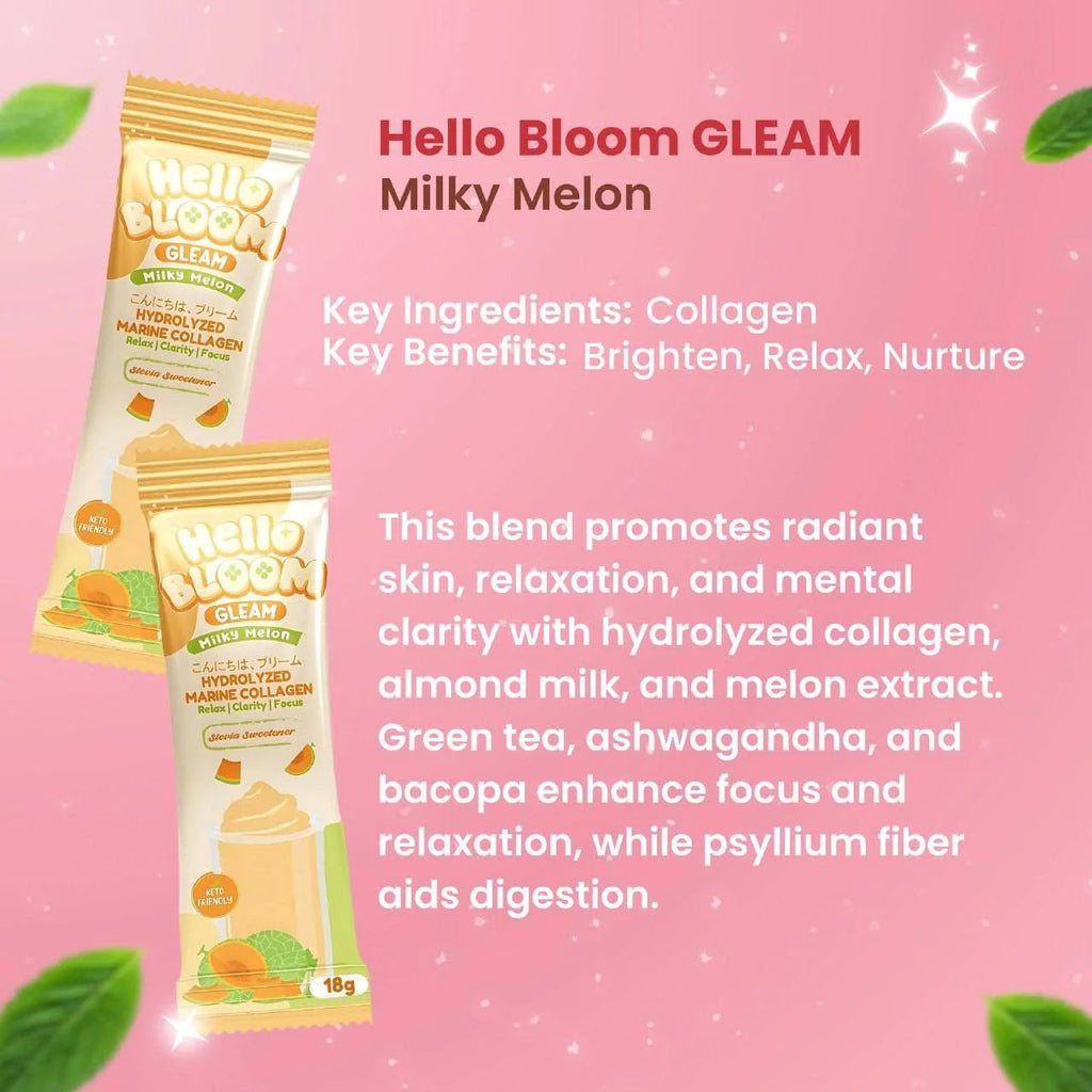 Hello Bloom Gleam Milky Melon Collagen Beauty Supplement - 180g