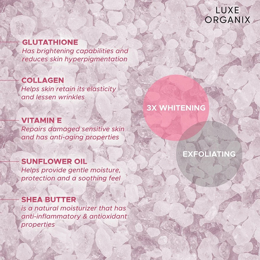 Luxe Organix Niacinamide + Alpha Arbutin Velvet Shower Salt Scrub – 320g