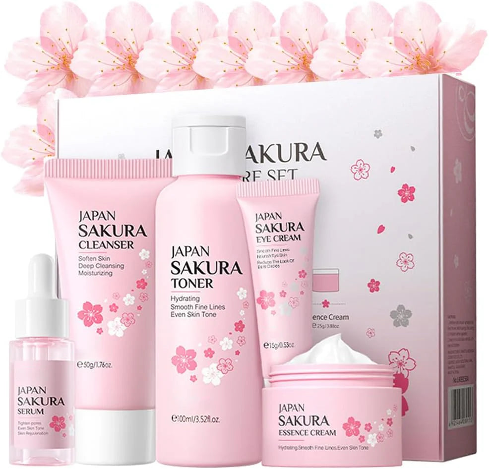 MEMI Japan Sakura Skin Care Set – 5-in-1 Anti-Aging Facial Care