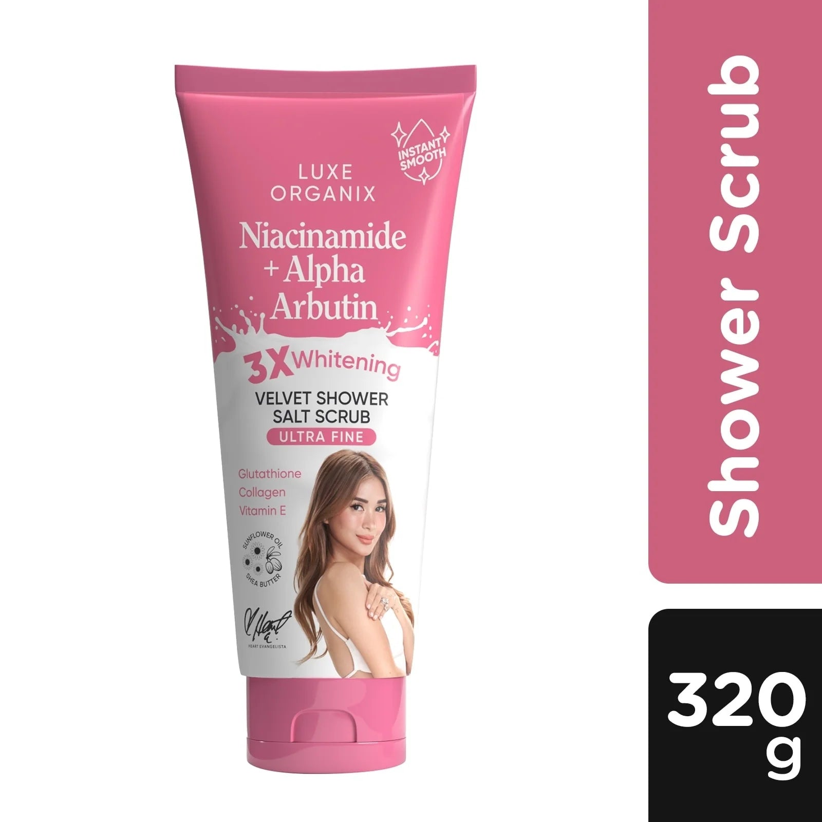 Luxe Organix Niacinamide + Alpha Arbutin Velvet Shower Salt Scrub – 320g
