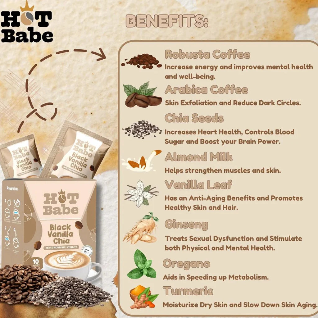 Hot Babe Black Vanilla Chia coffee