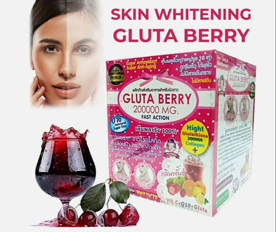 2 pack Gluta Berry 200,000mg Skin Whitening Antiaging Acne Wrinkle Reducing Powder Drink