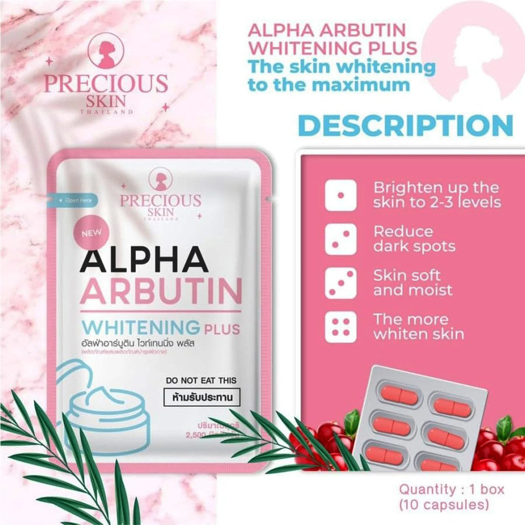 Precious Skin Alpha Arbutin Whitening 3 Plus Capsules – 2.5g × 10 Cap
