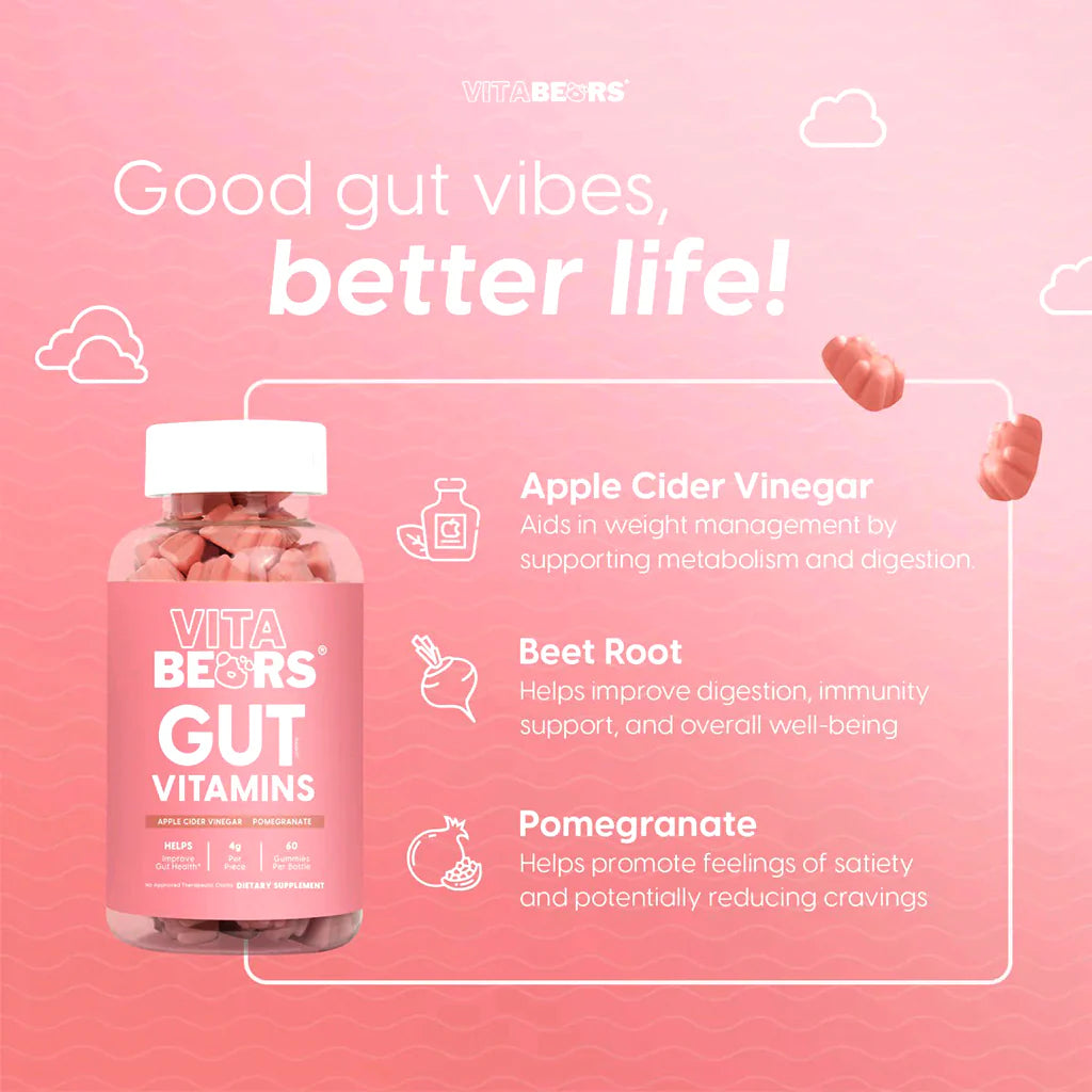 Vita Bears Gut Vitamins – Detox Gummy Supplement for Digestive Health &amp; Weight Management