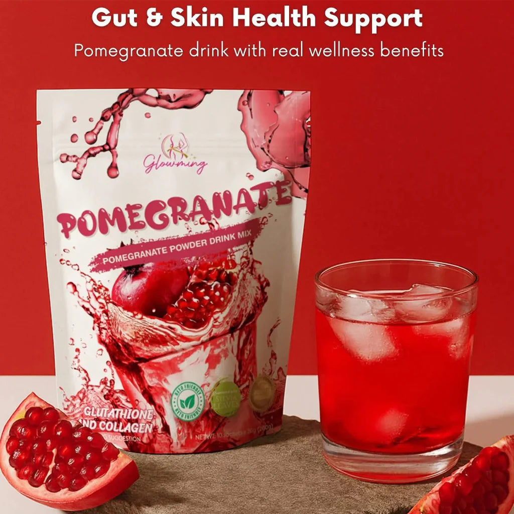 Glowming Pomegranate With Glutathione &amp; Collagen Powder Drink Mix – 20g x 10 Sachets