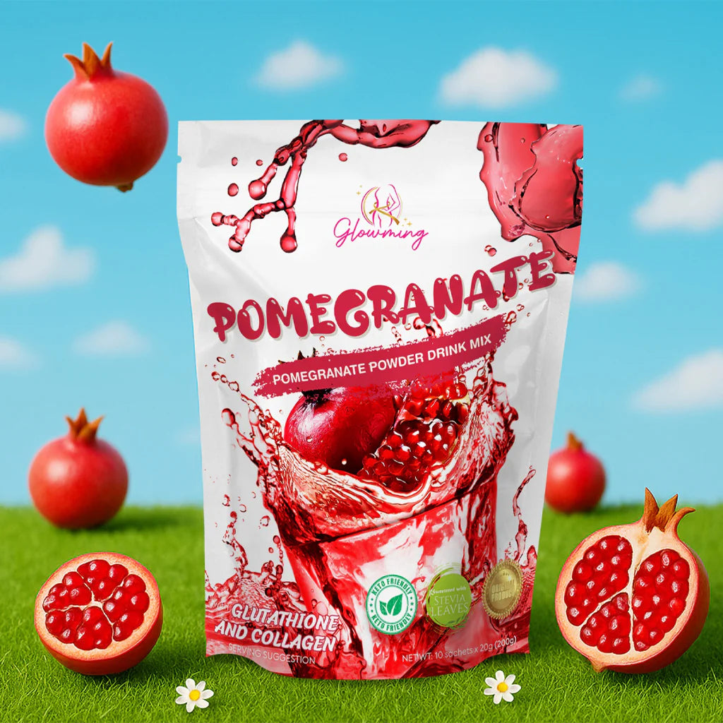 Glowming Pomegranate With Glutathione &amp; Collagen Powder Drink Mix – 20g x 10 Sachets