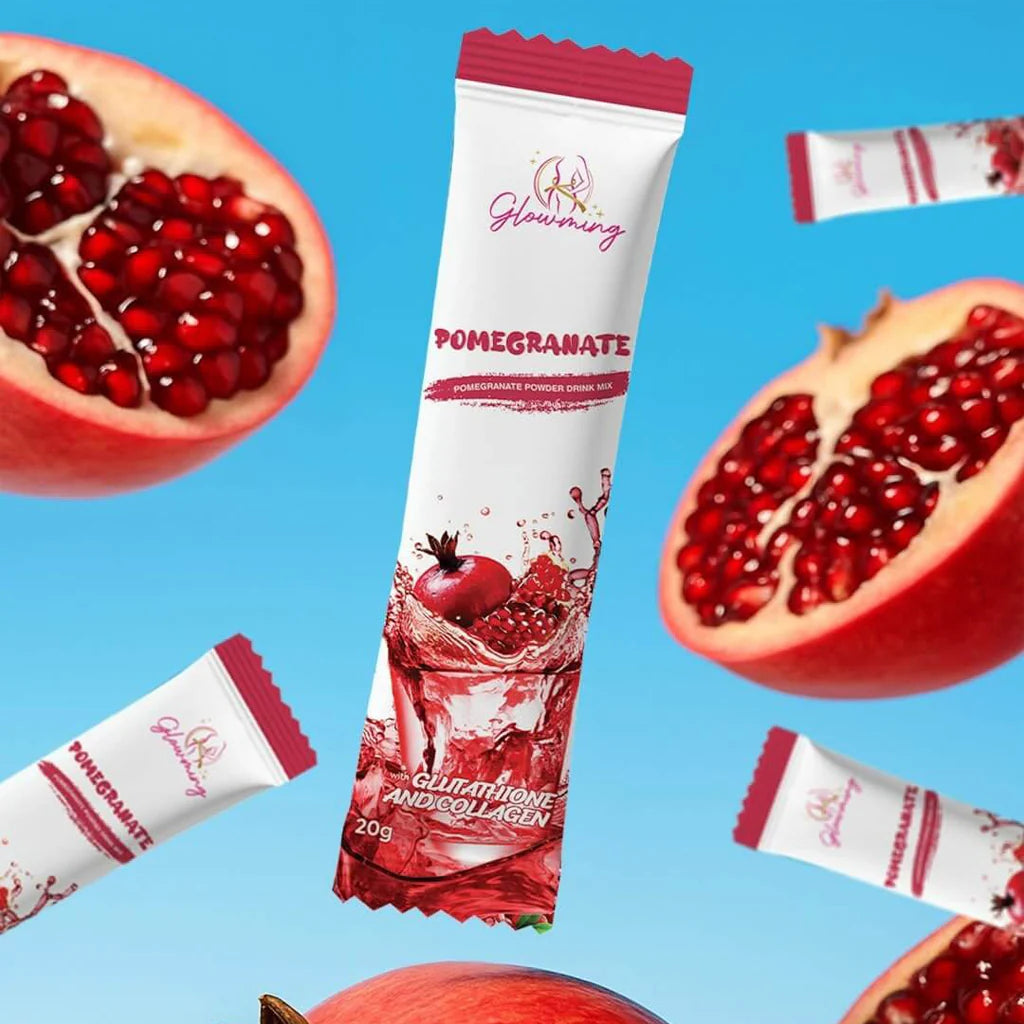 Glowming Pomegranate With Glutathione &amp; Collagen Powder Drink Mix – 20g x 10 Sachets