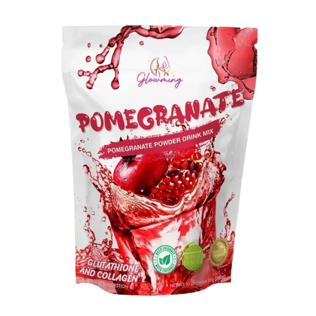 Glowming Pomegranate With Glutathione &amp; Collagen Powder Drink Mix – 20g x 10 Sachets