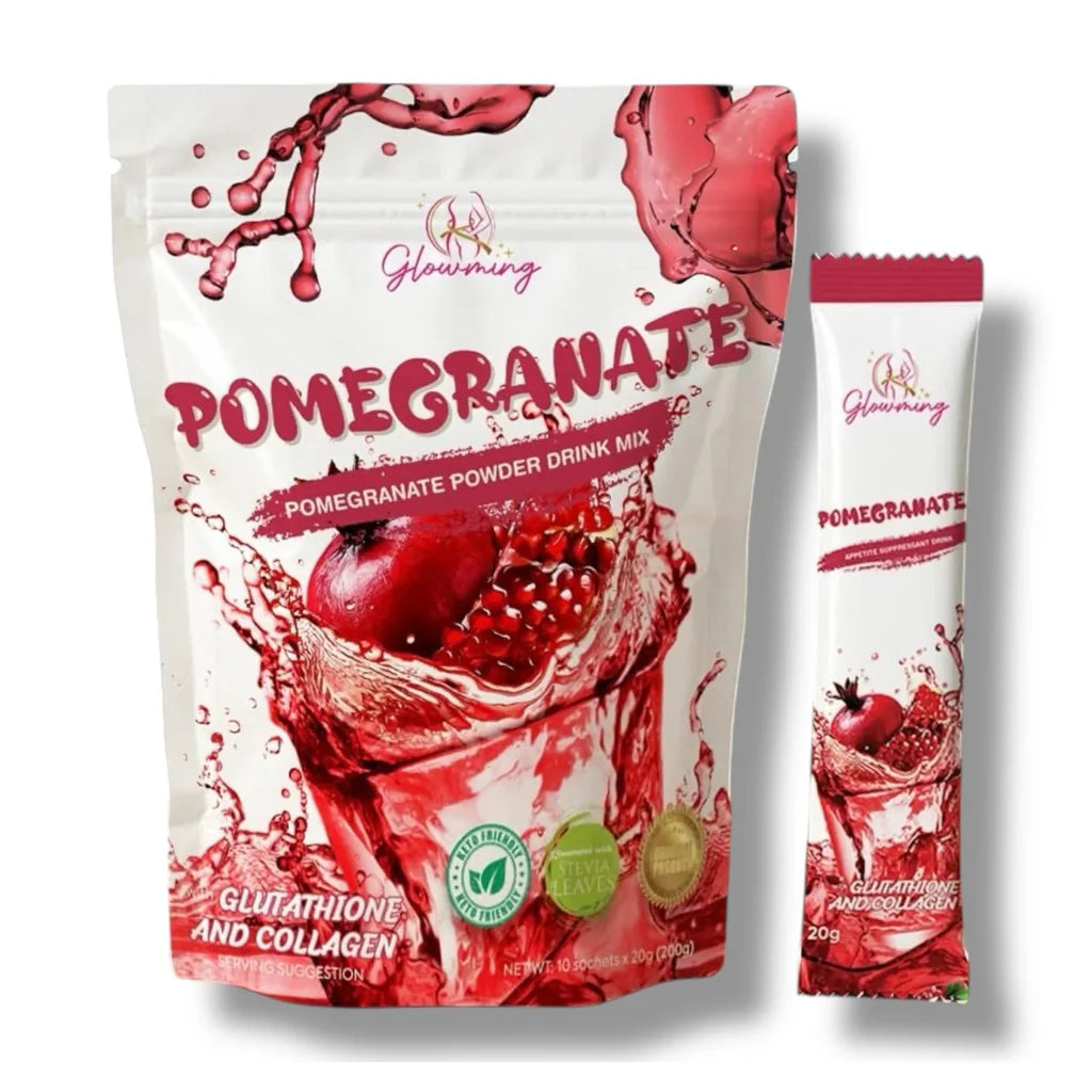 Glowming Pomegranate With Glutathione &amp; Collagen Powder Drink Mix – 20g x 10 Sachets