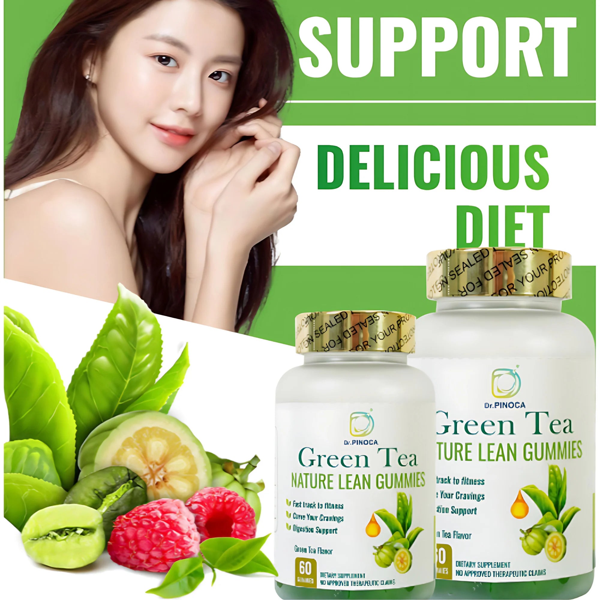 Dr. Pinoca Green Tea Nature Lean Gummies – 60 Gummies