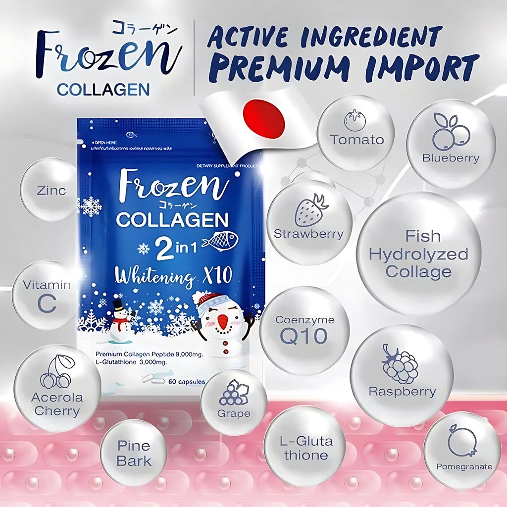 Frozen Collagen 2-in-1 Whitening X10 by Gluta Frozen – 60 Capsules