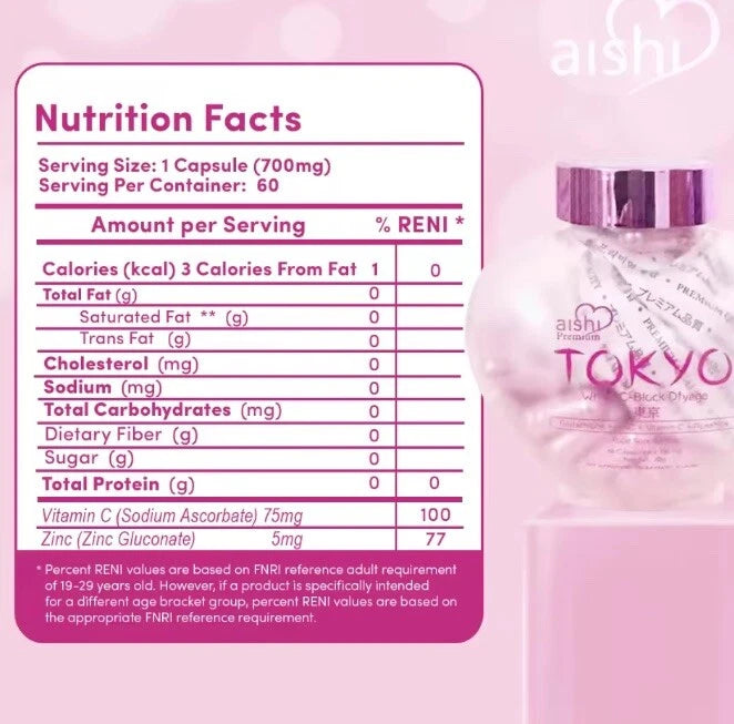 Aishi Premium Tokyo White C-Block Japan Glutathione – 60 Capsules